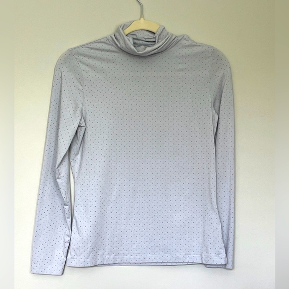 Lands' End gray/tan polka dot long sleeve turtleneck tee- size XS (2-4) - Picture 1 of 6